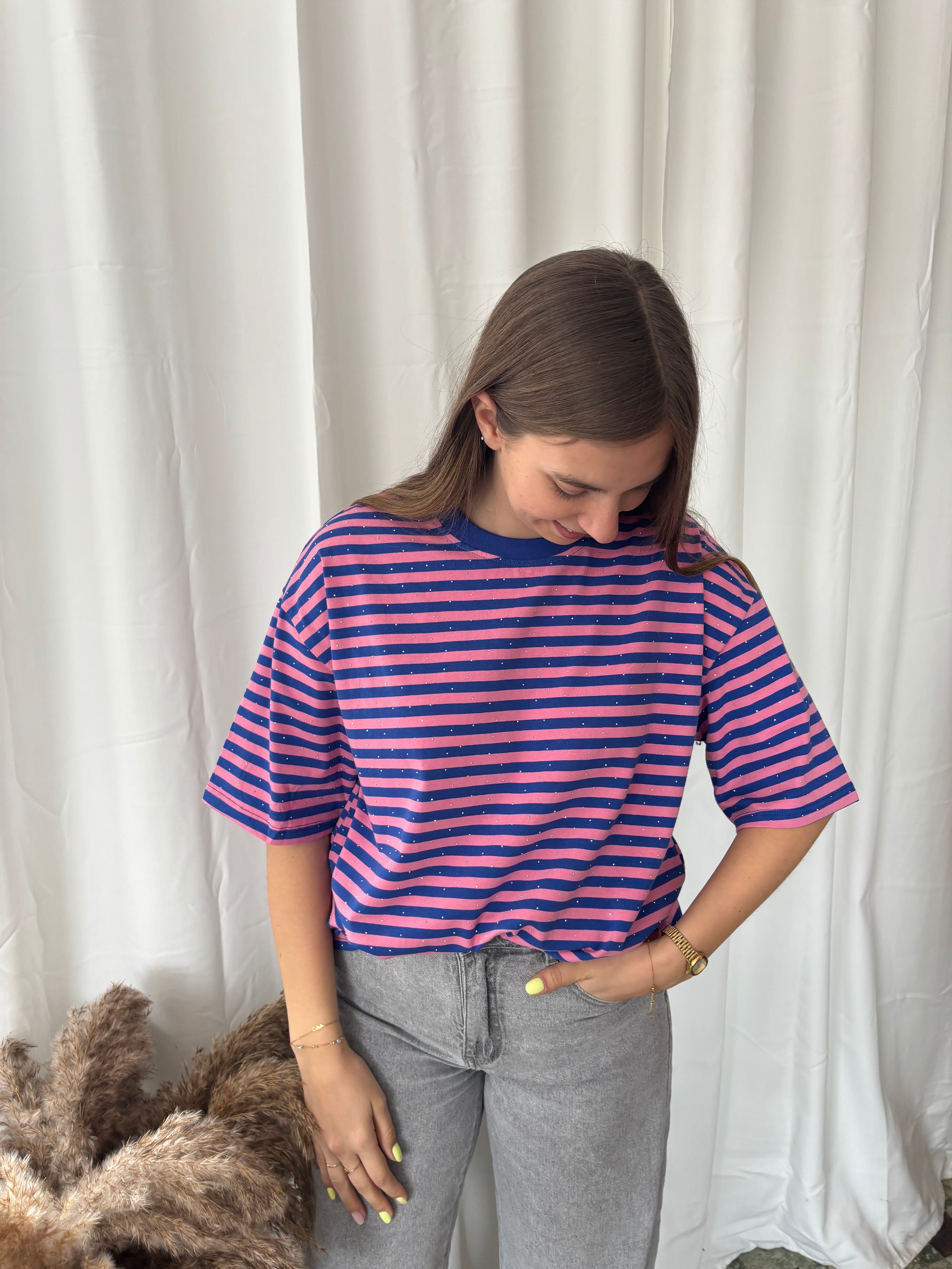 T-shirt Lio - Blauw/roze