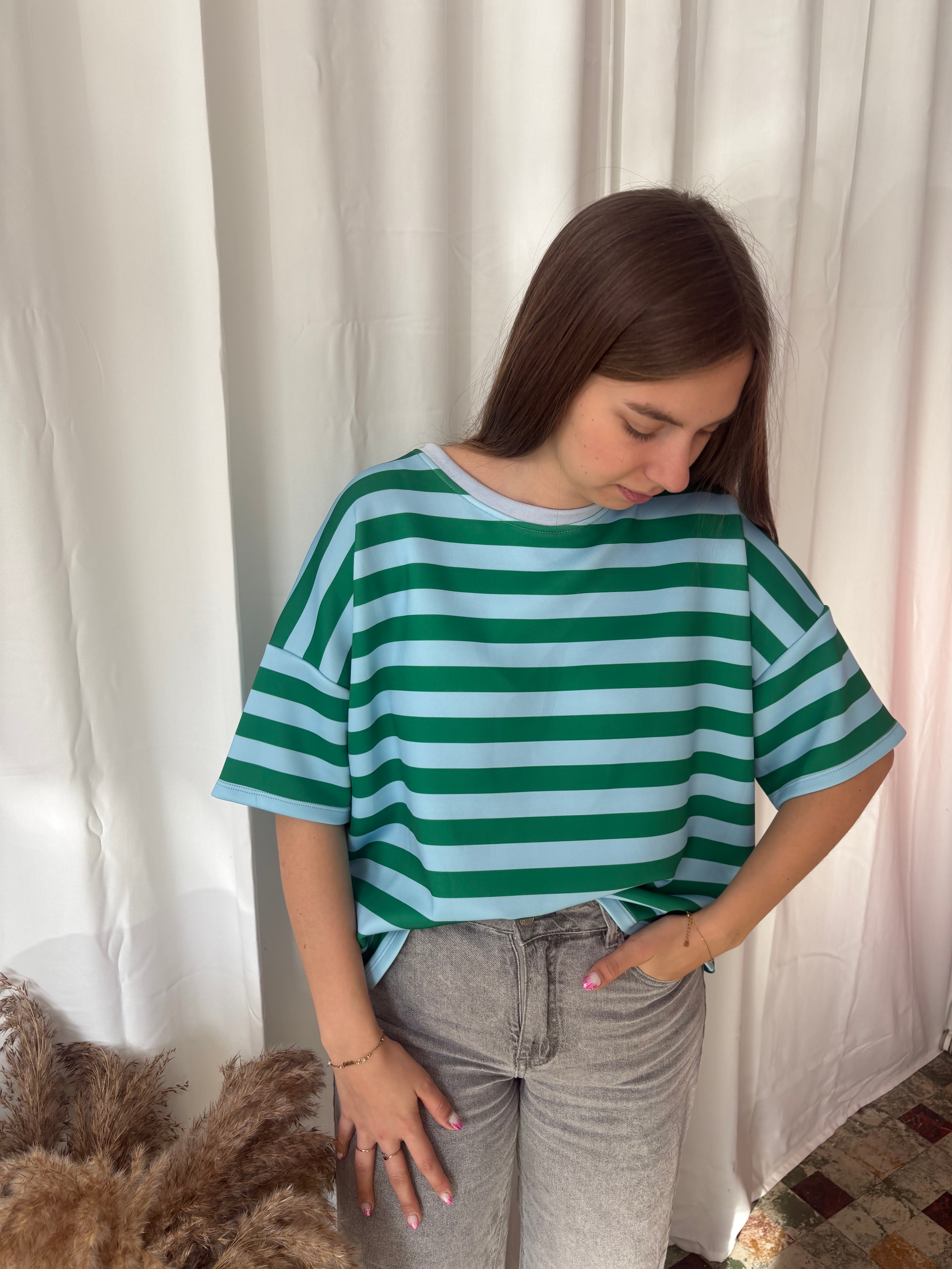 Lina top - Groen/blauw