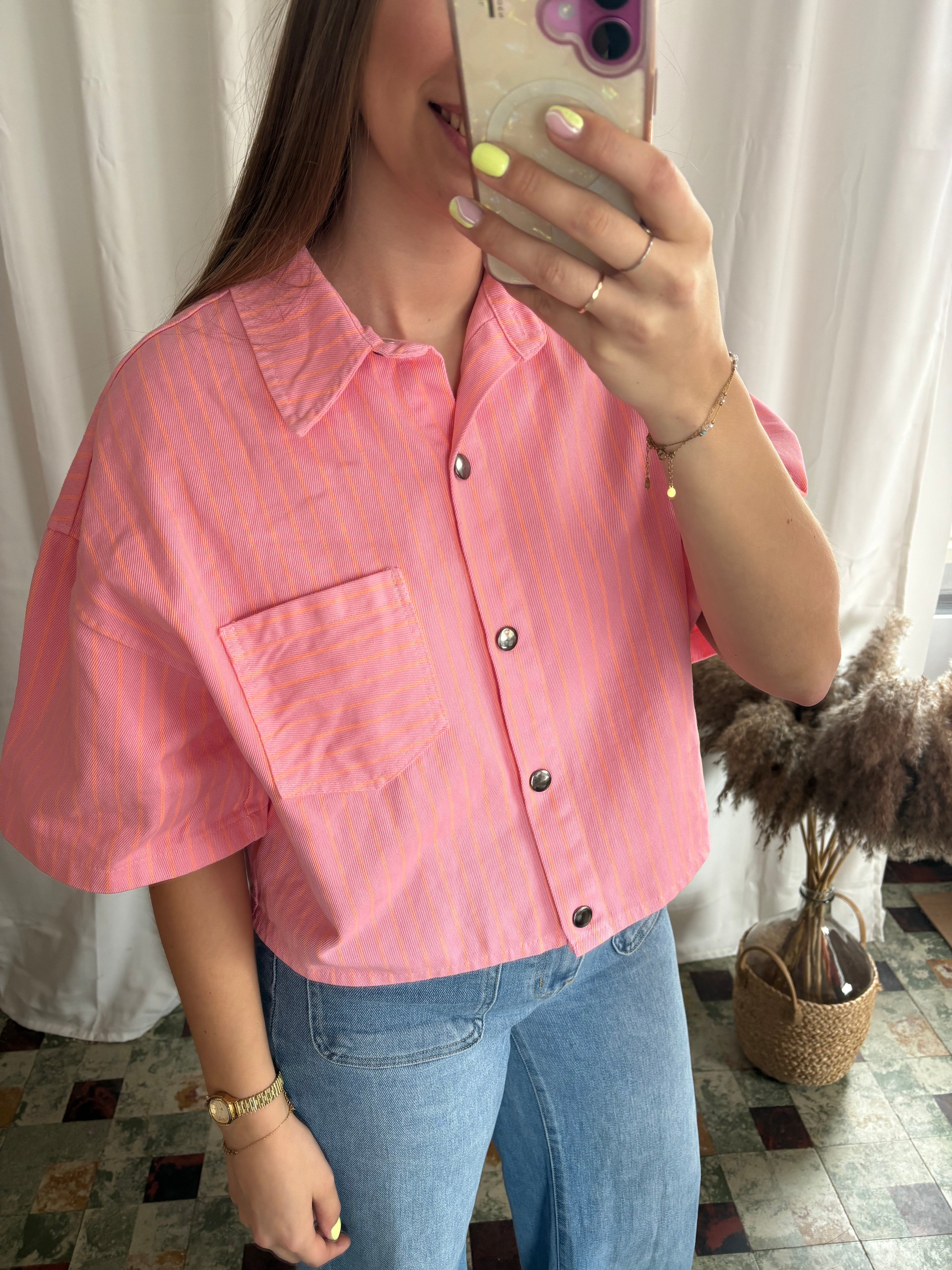 Jeans hemd - Roze