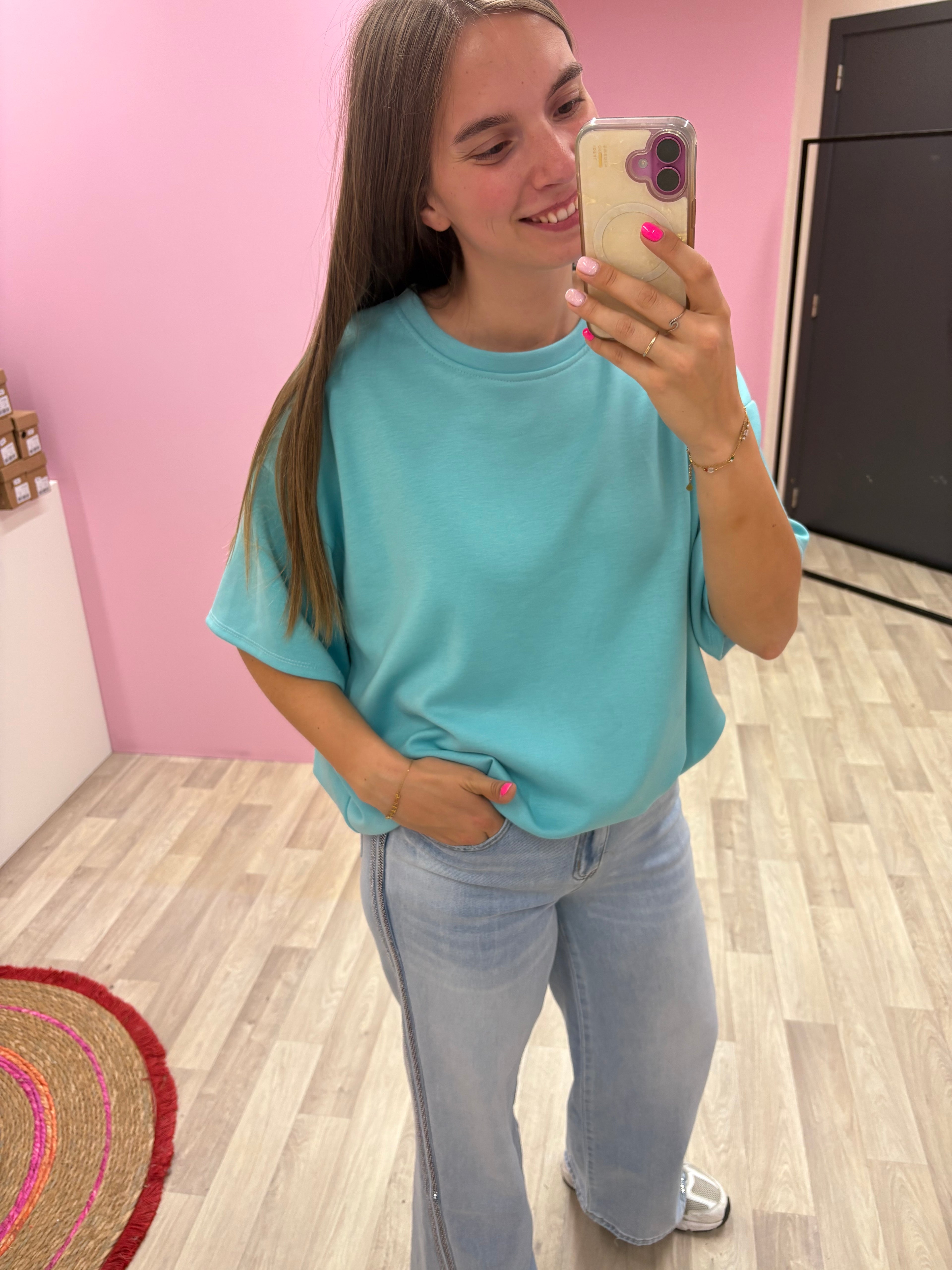 Cropped shirt - Turquoise