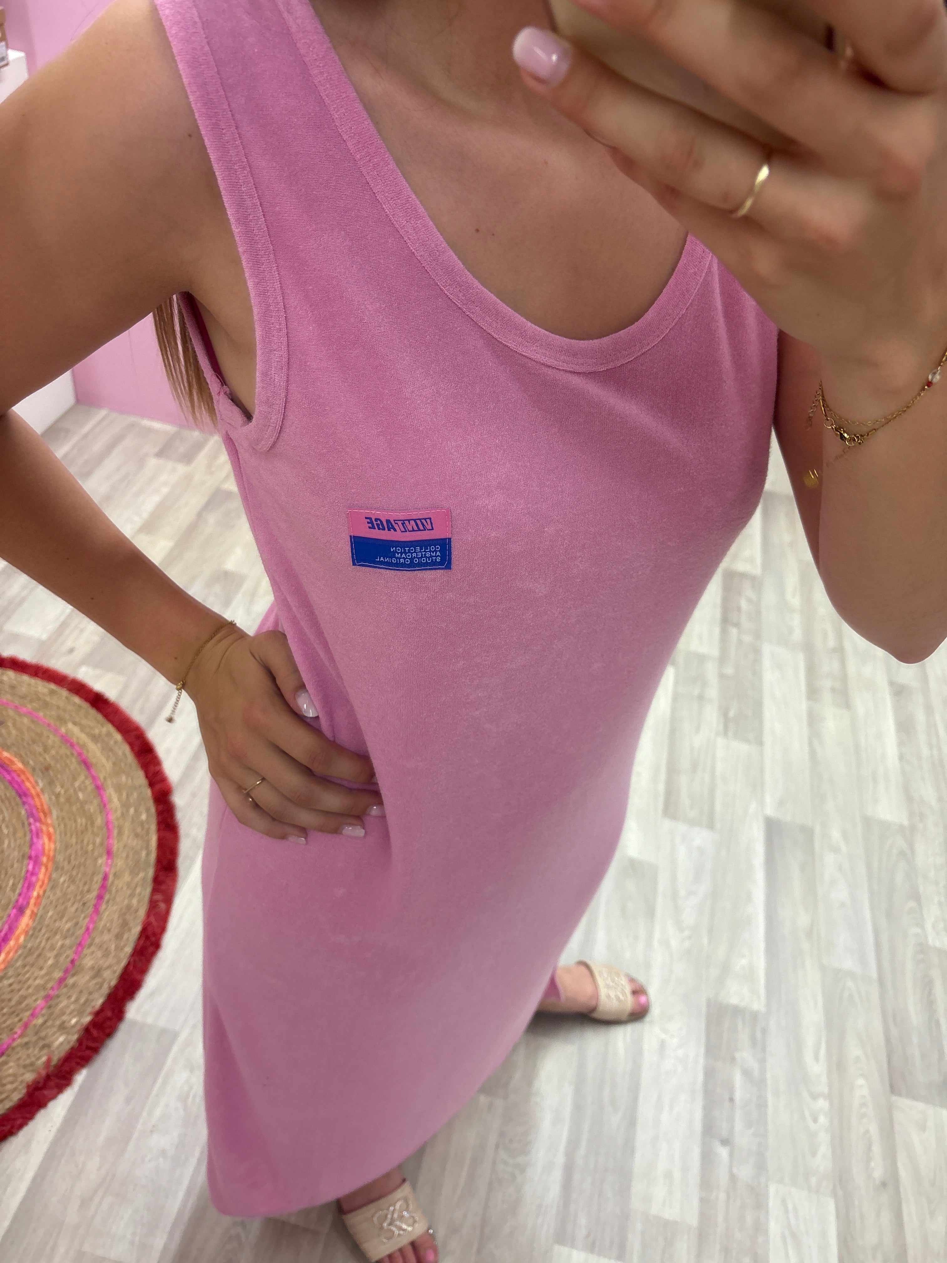 Kleedje badstof vintage - roze