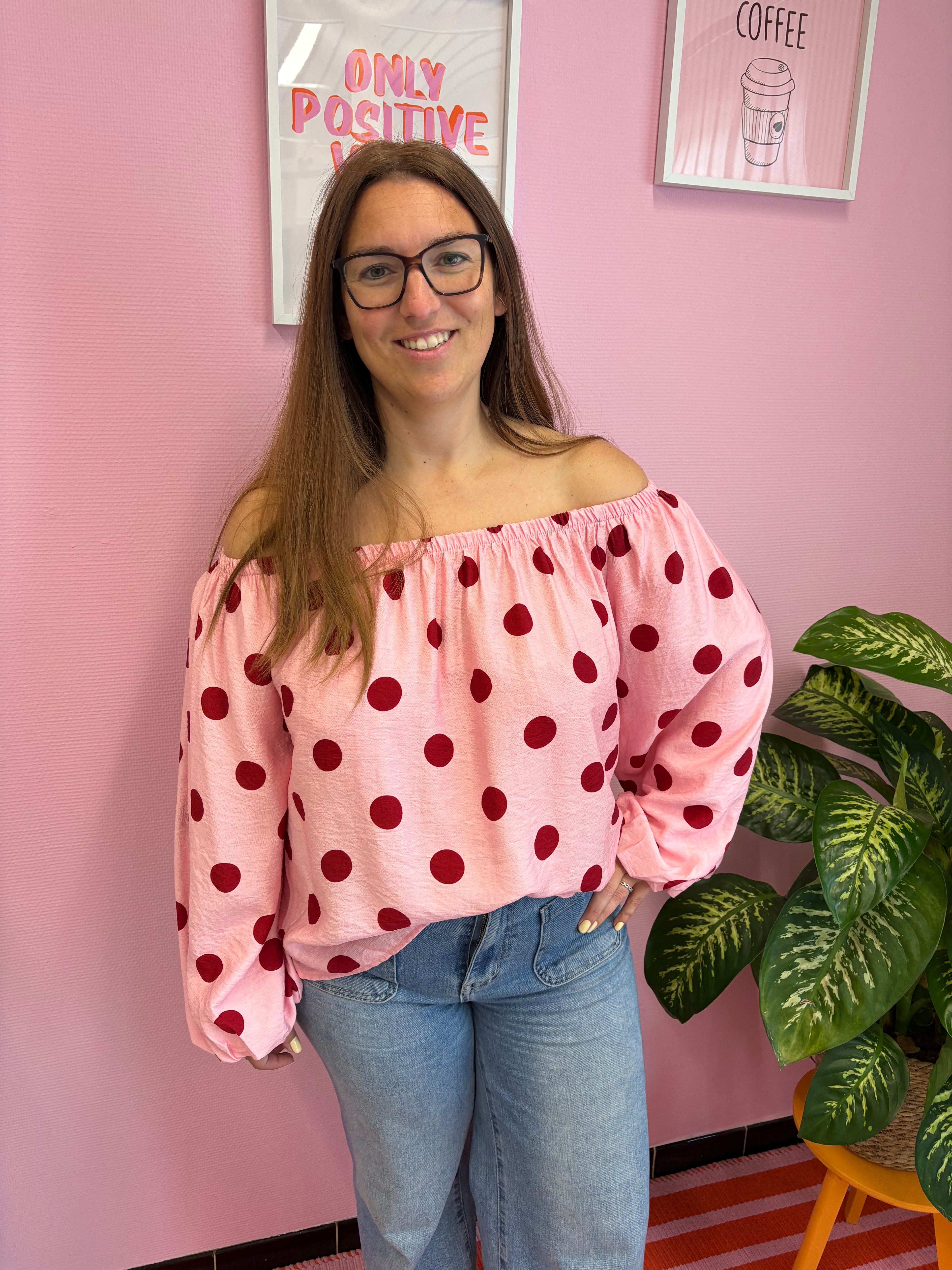 Polka blouse - Off shoulder