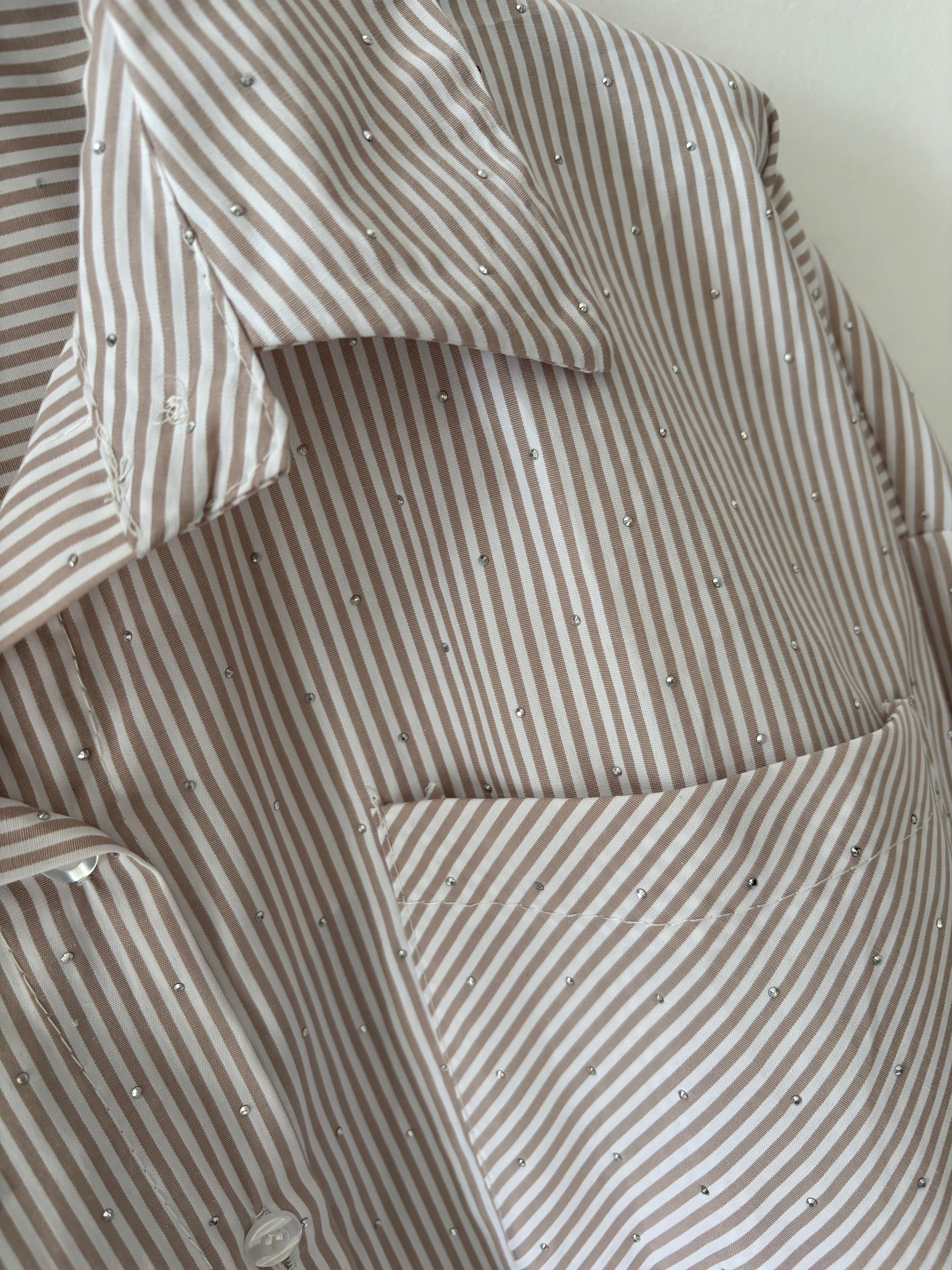 Blouse Lieve - taupe/wit