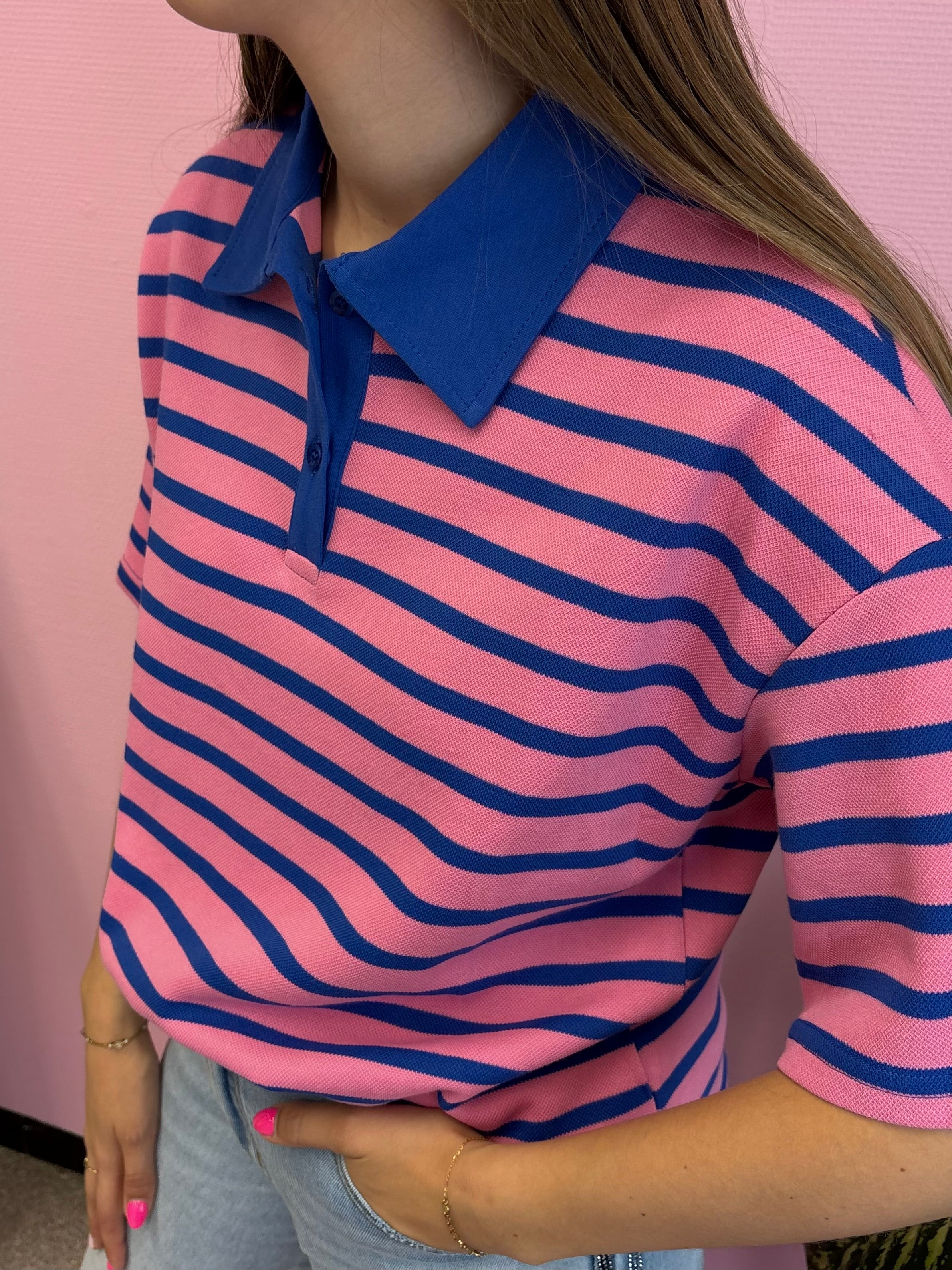 Polo shirt - Roze/blauw