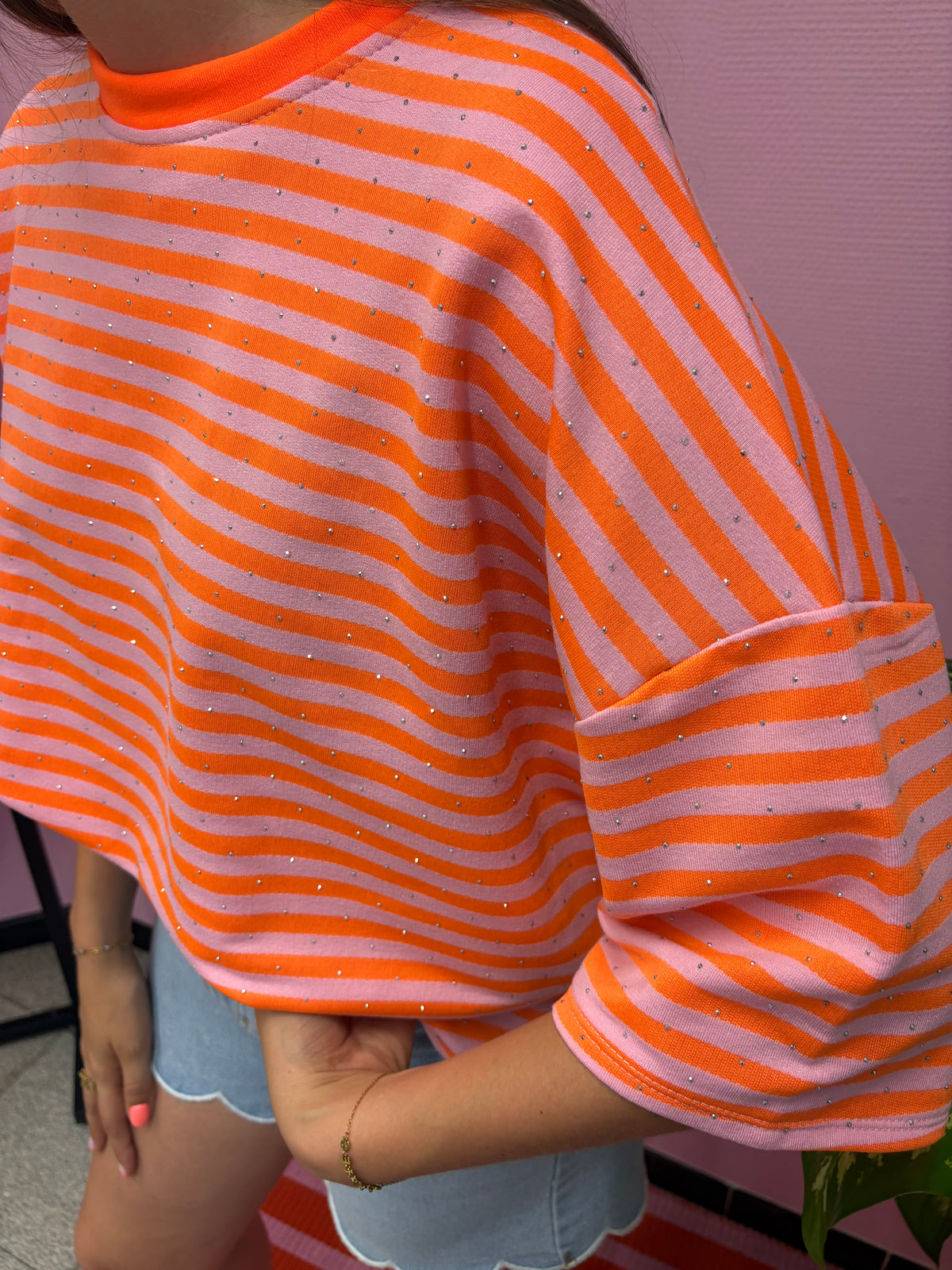 T-shirt strass - Oranje