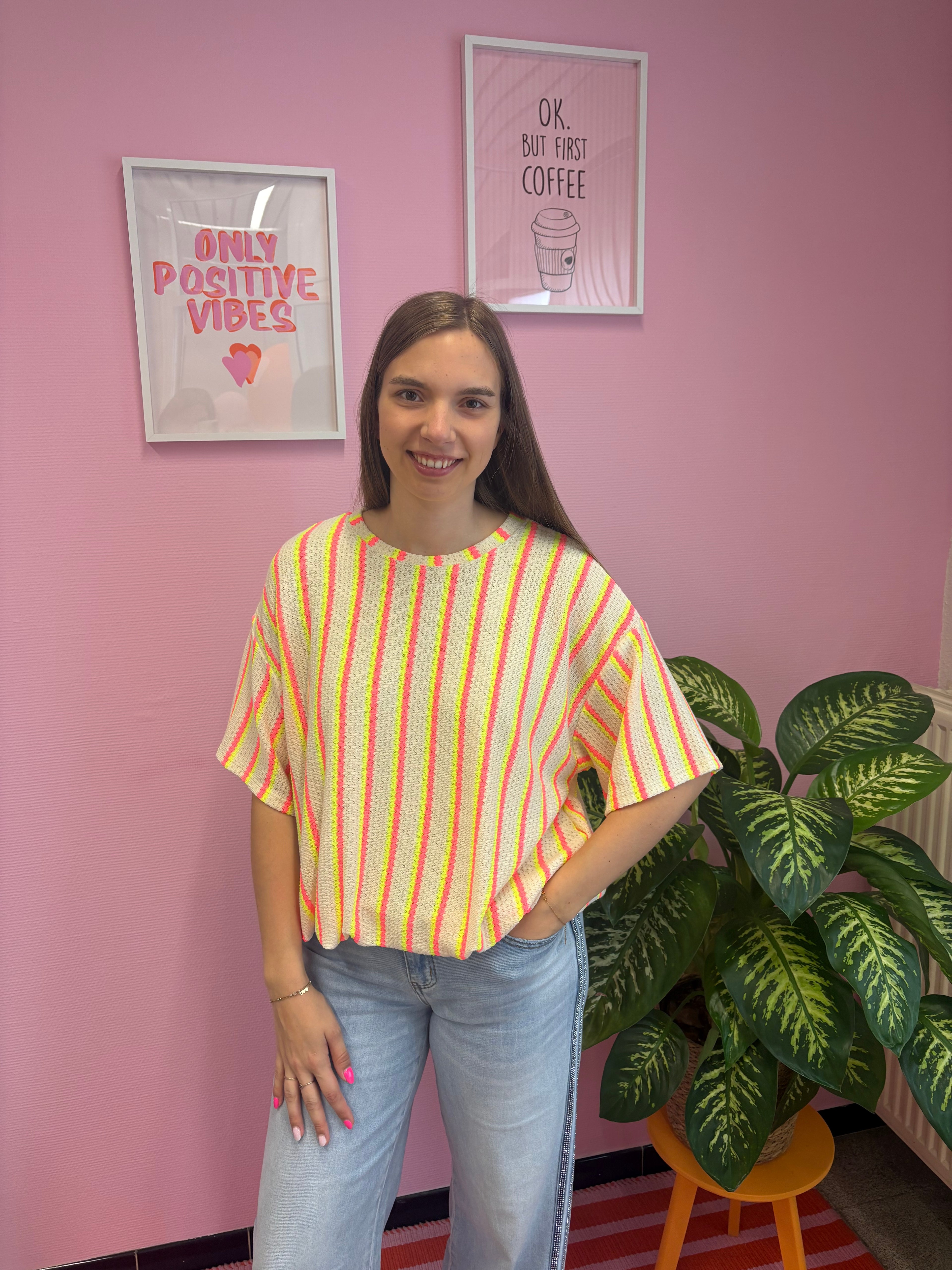 Cropped shirt - Roze/Geel