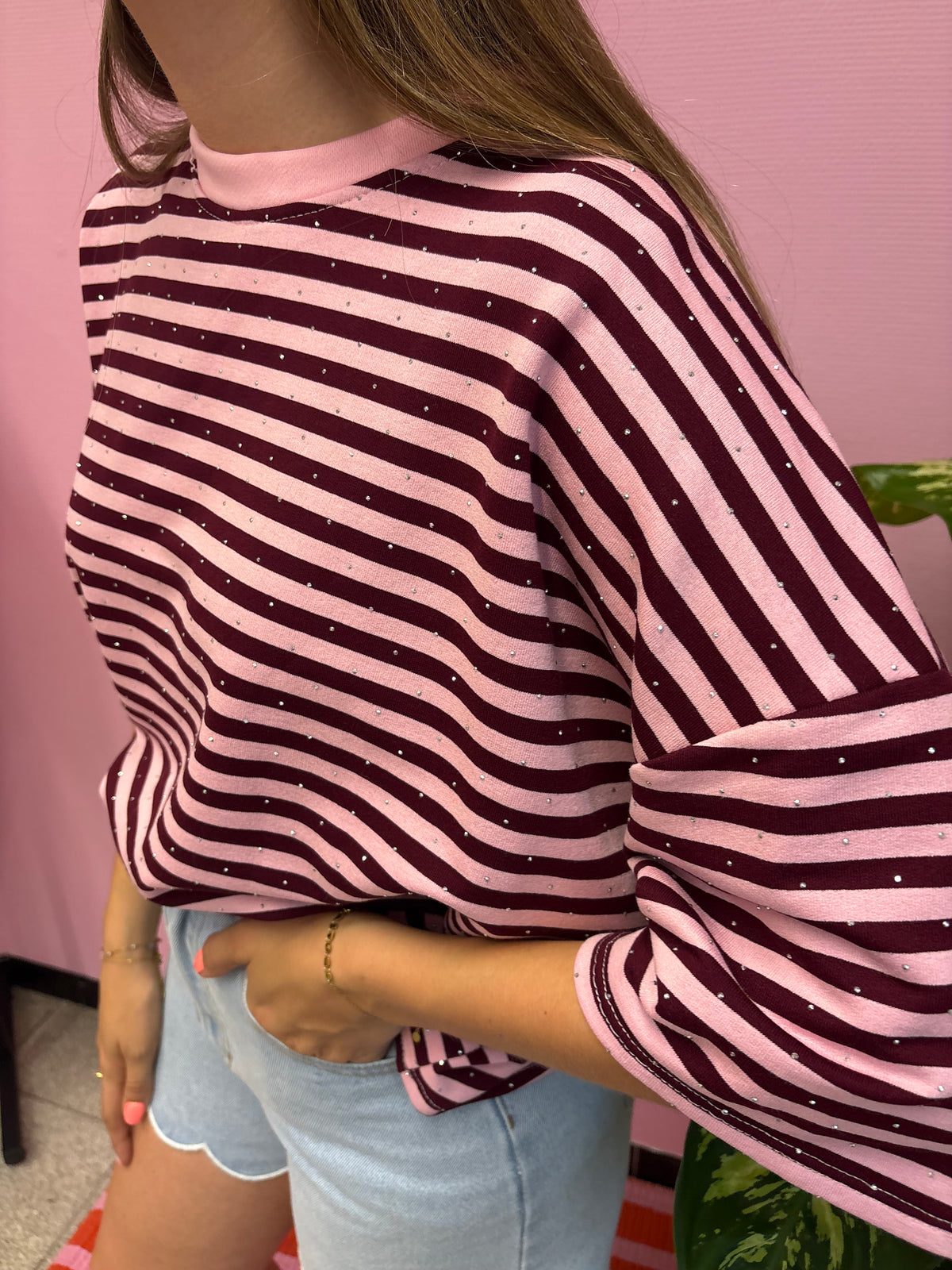 T-shirt strass - Bordeaux