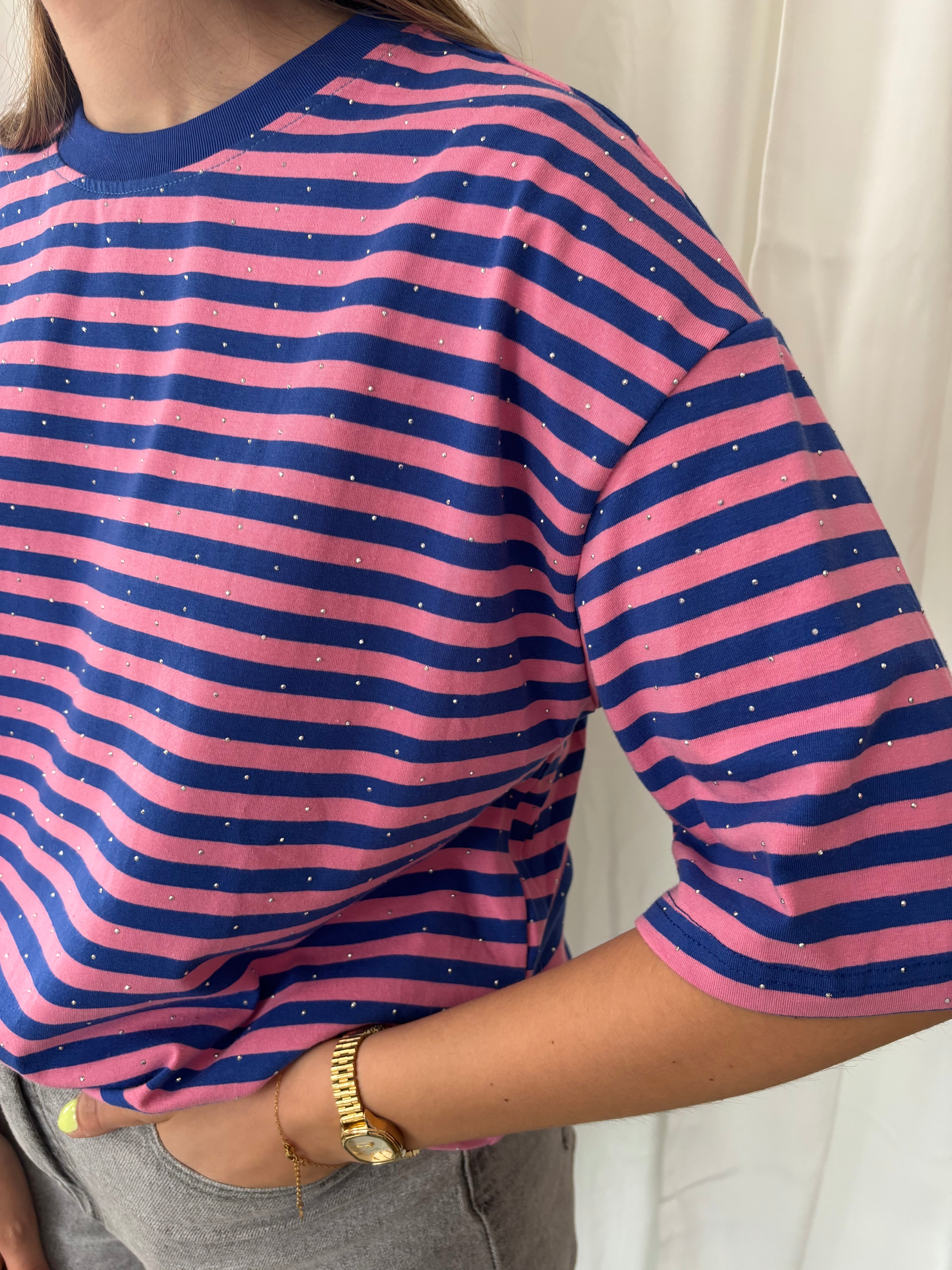 T-shirt Lio - Blauw/roze