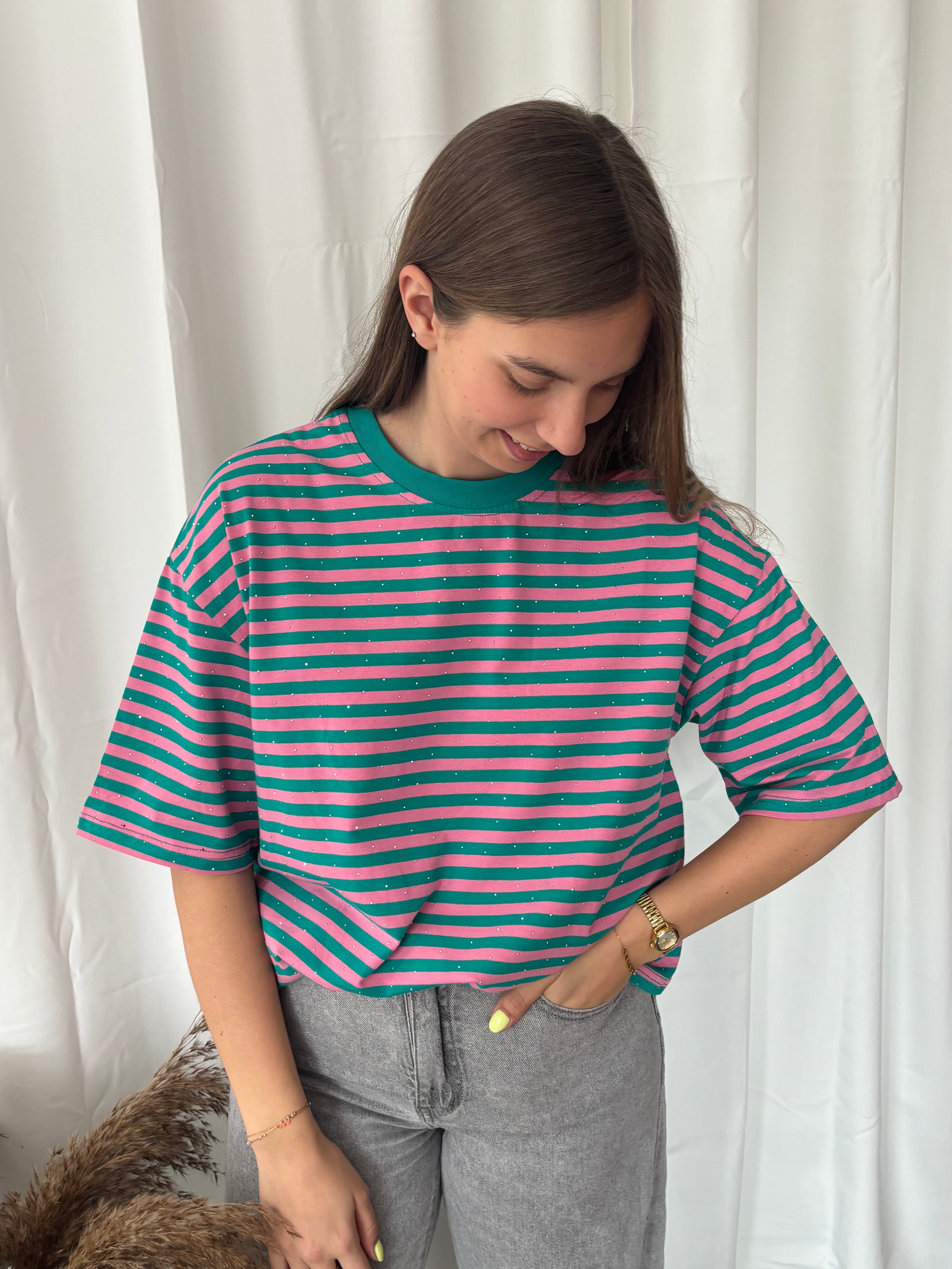T-shirt Lio - Groen/roze