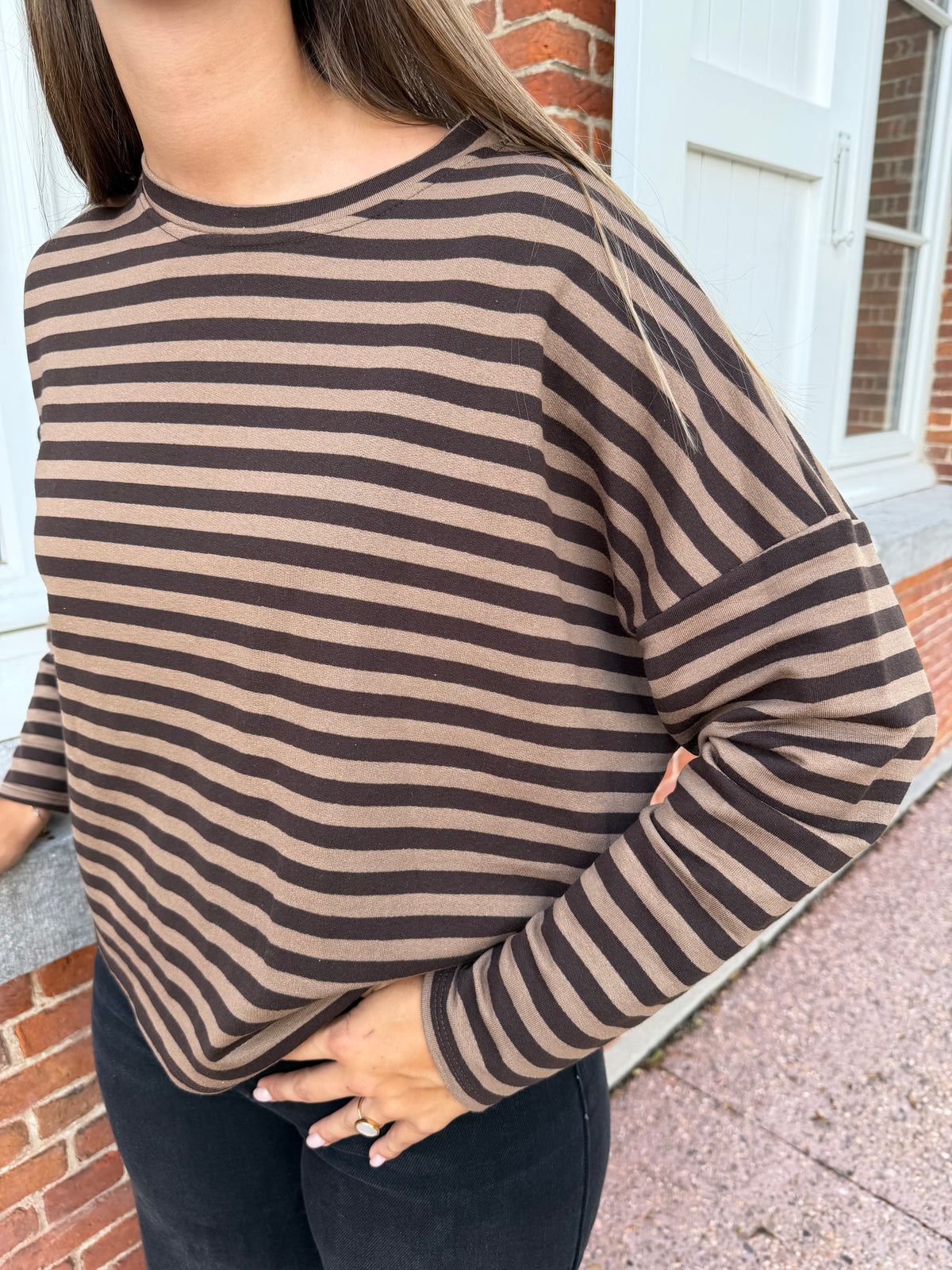 Longsleeve Mia - Bruin/camel