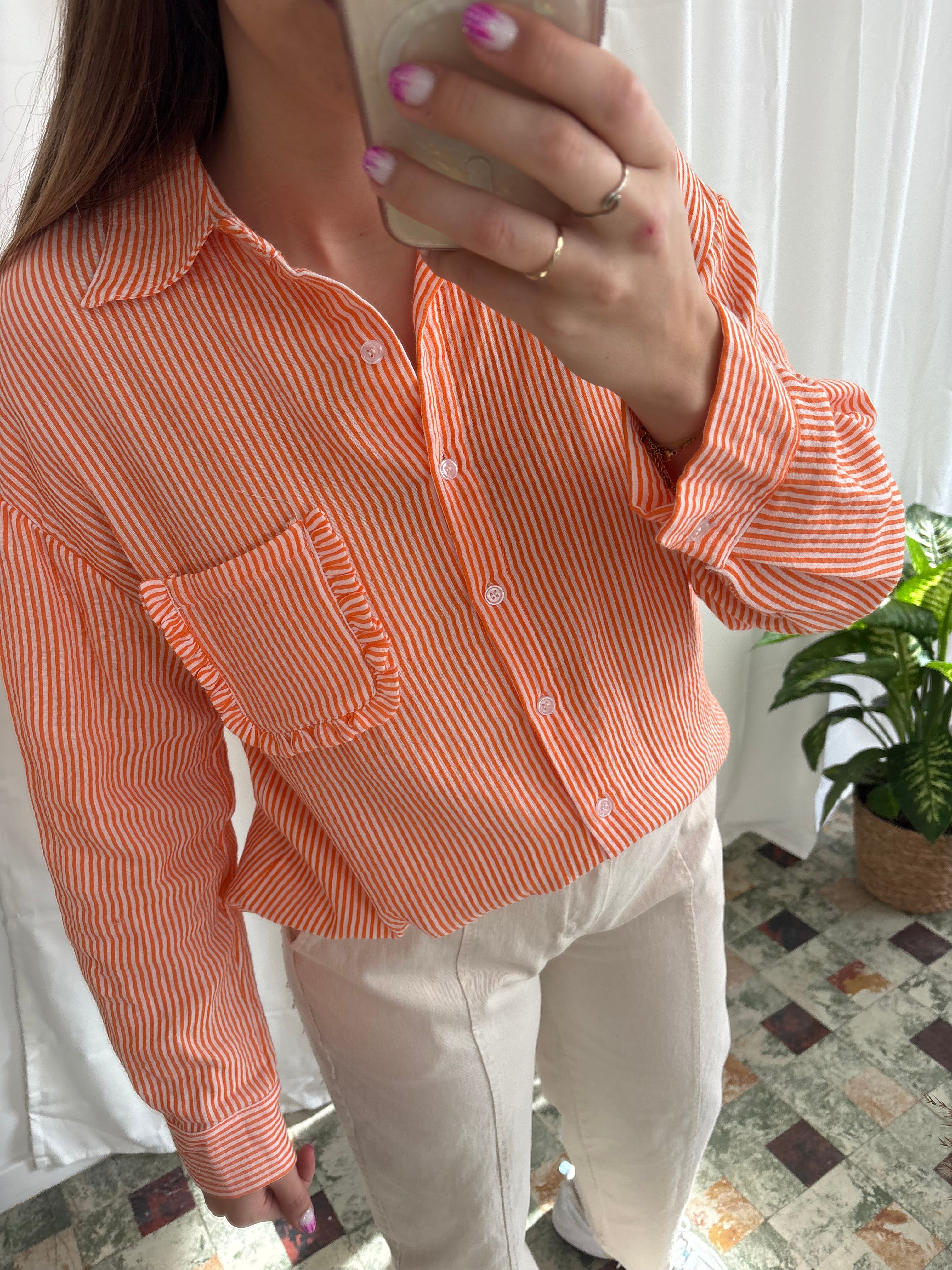 Blouse Lola - Oranje/wit