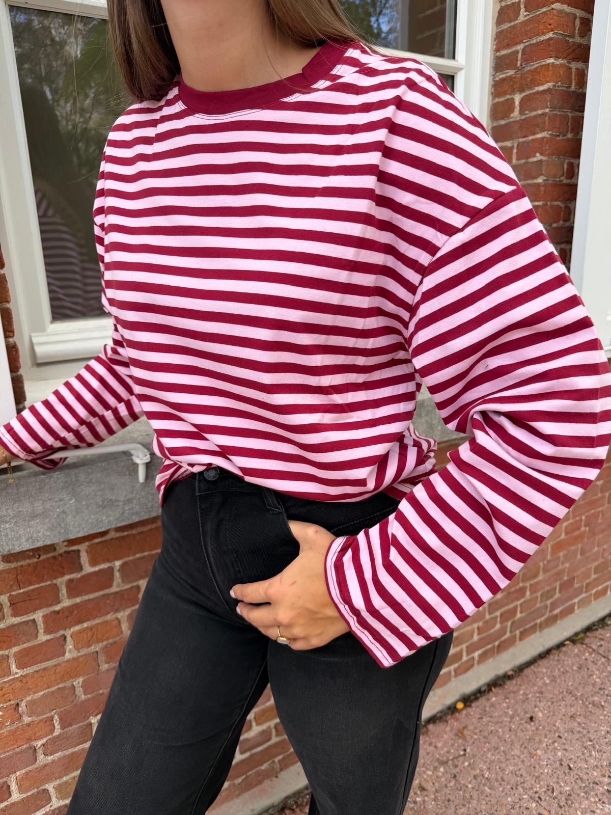 Longsleeve Ella - Bordeaux/roze