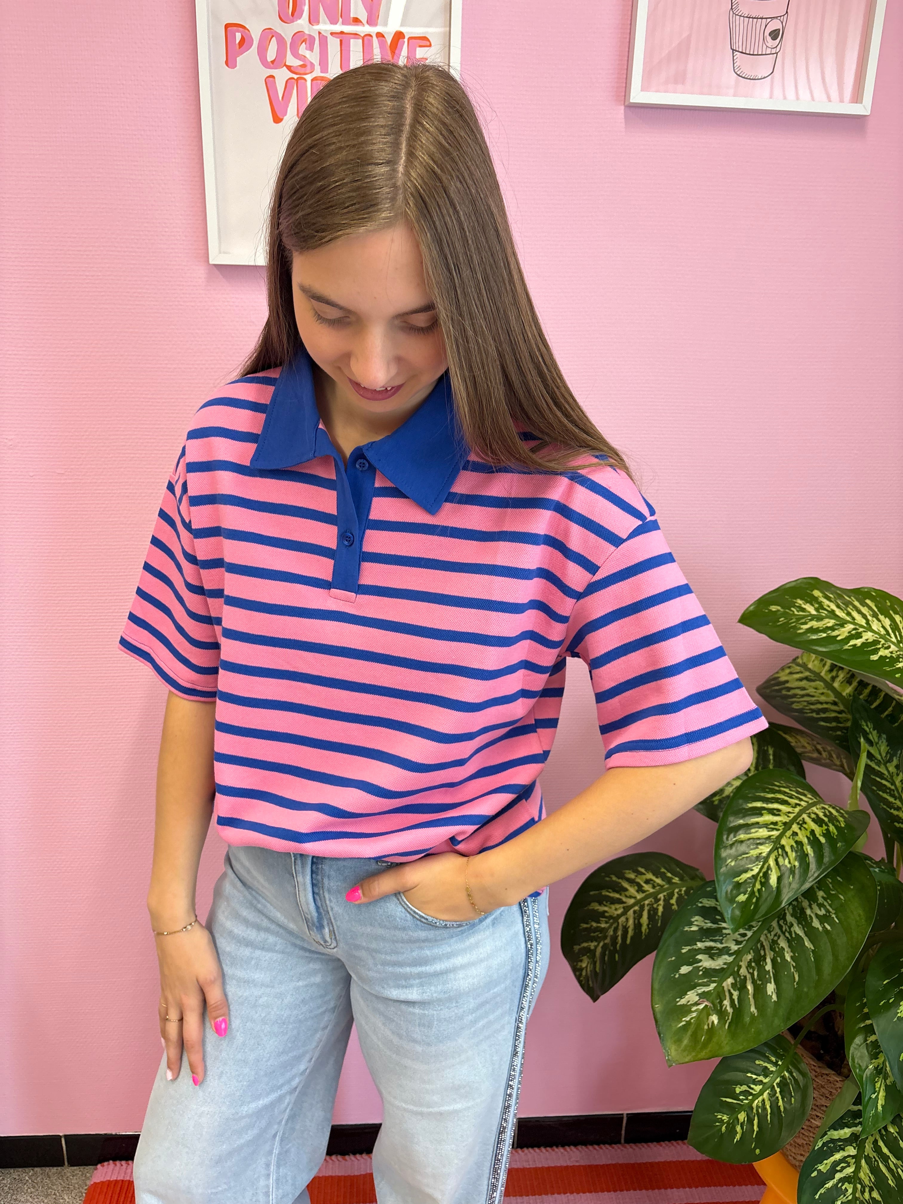 Polo shirt - Roze/blauw