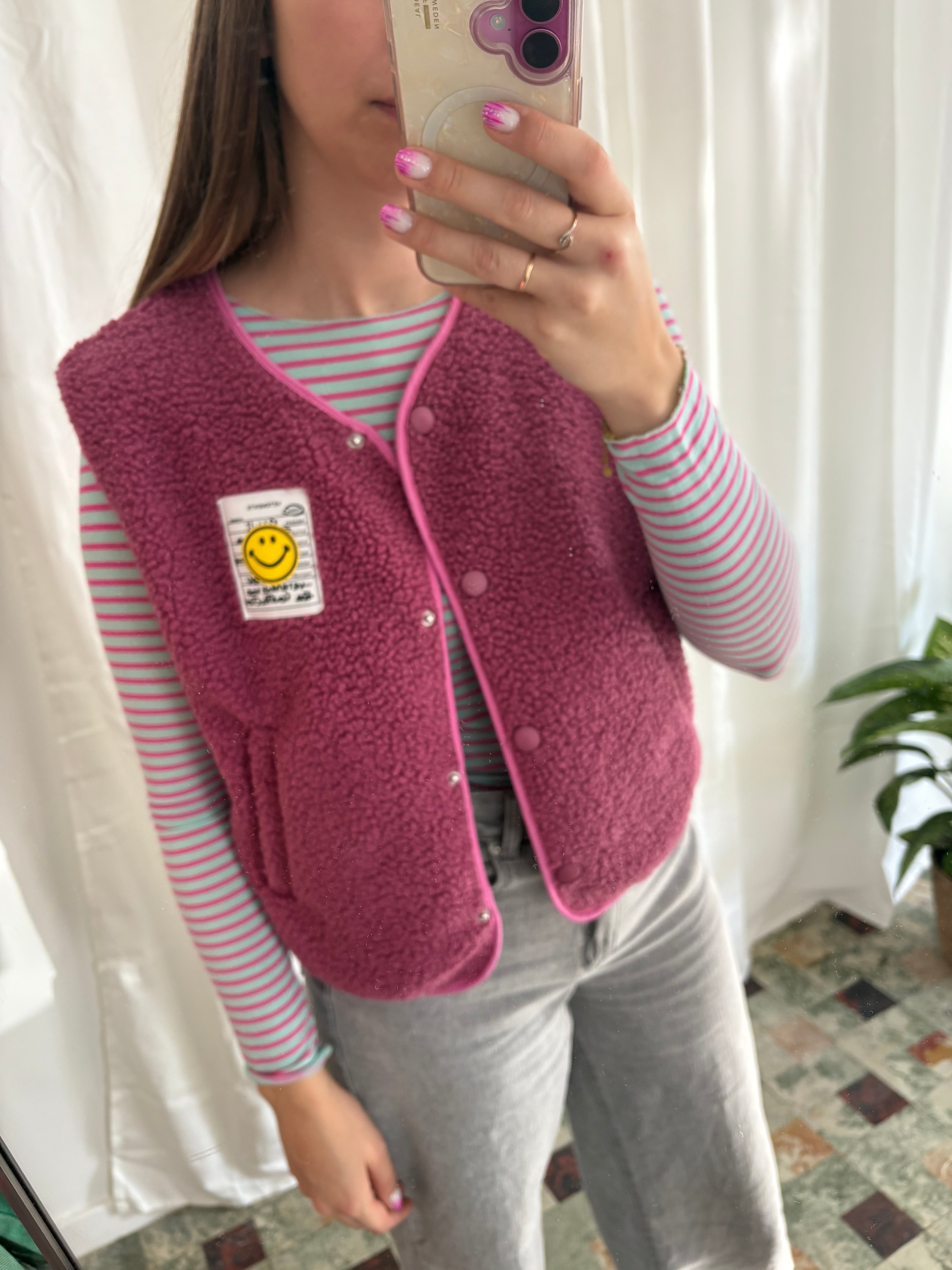 Striped top - Blauw/roze