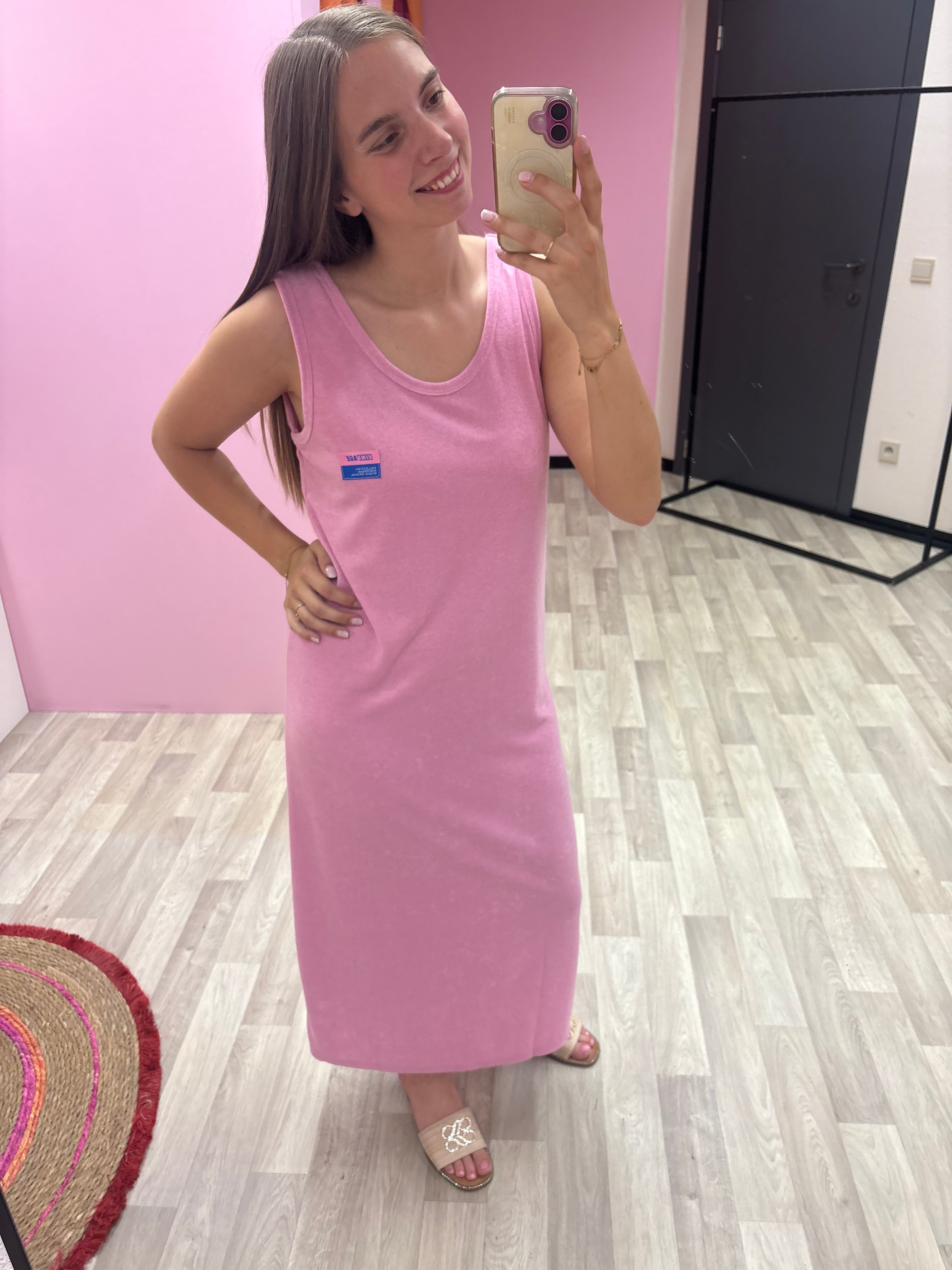Kleedje badstof vintage - roze