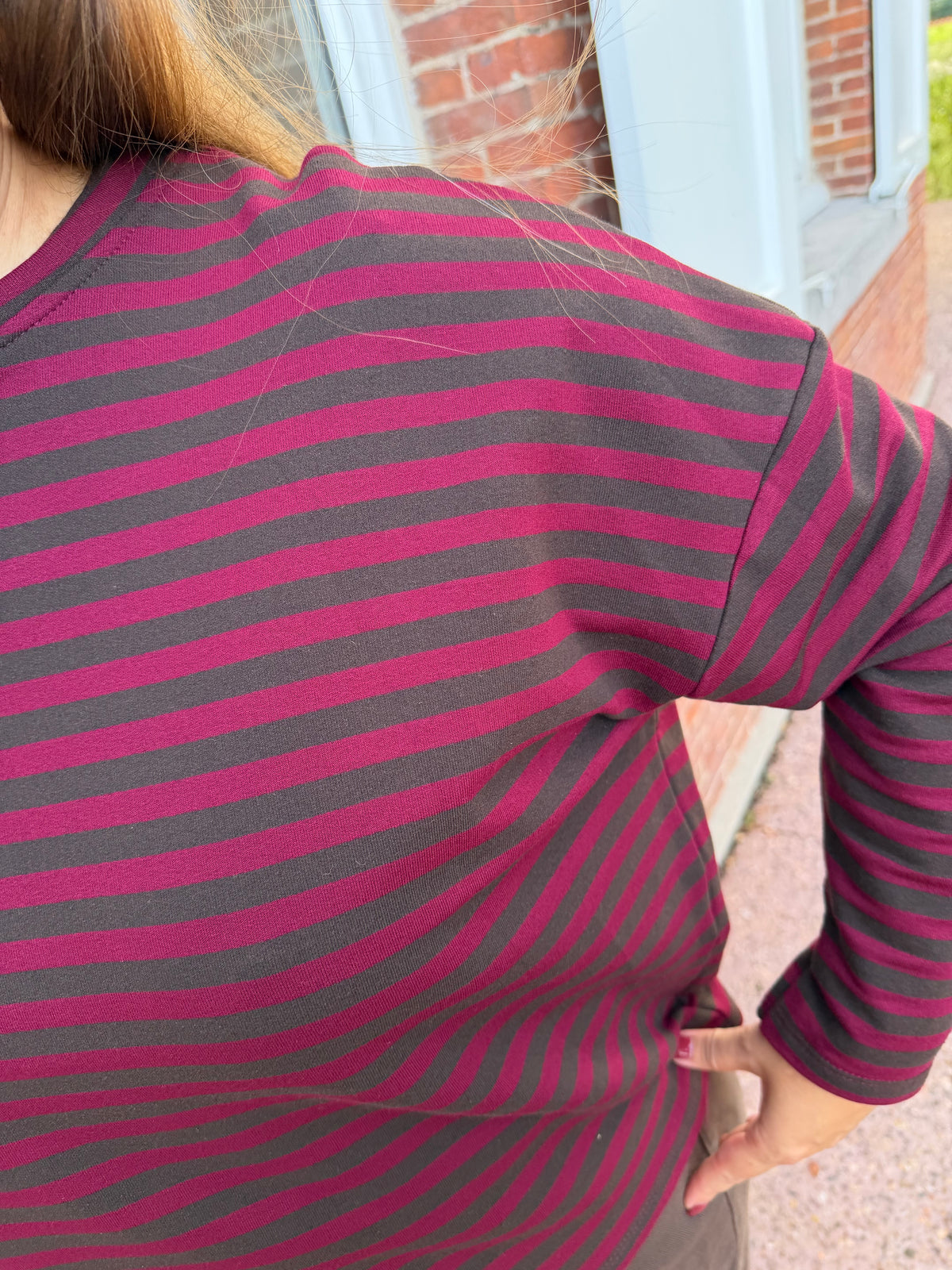 Longsleeve Mia - Bordeaux/bruin