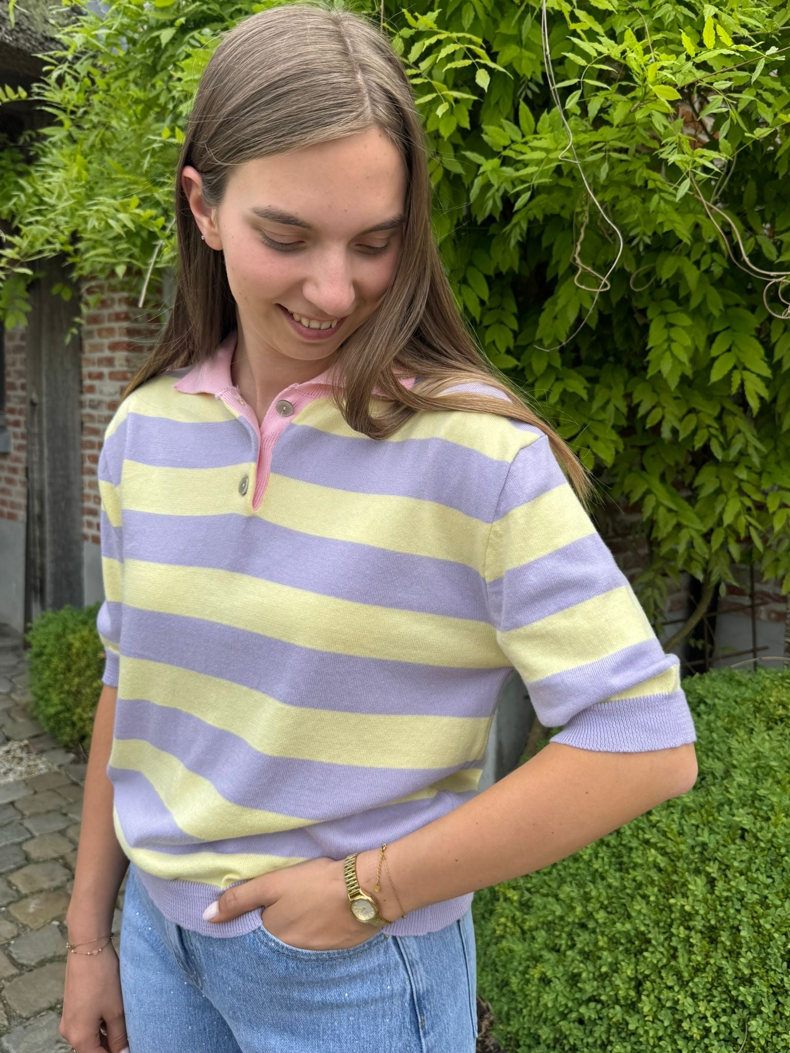 Fien knit - lila/geel