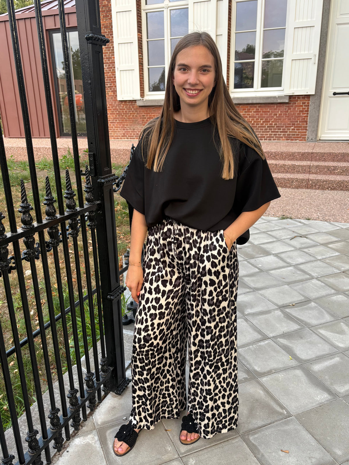 Broek leopard - Zwart/wit