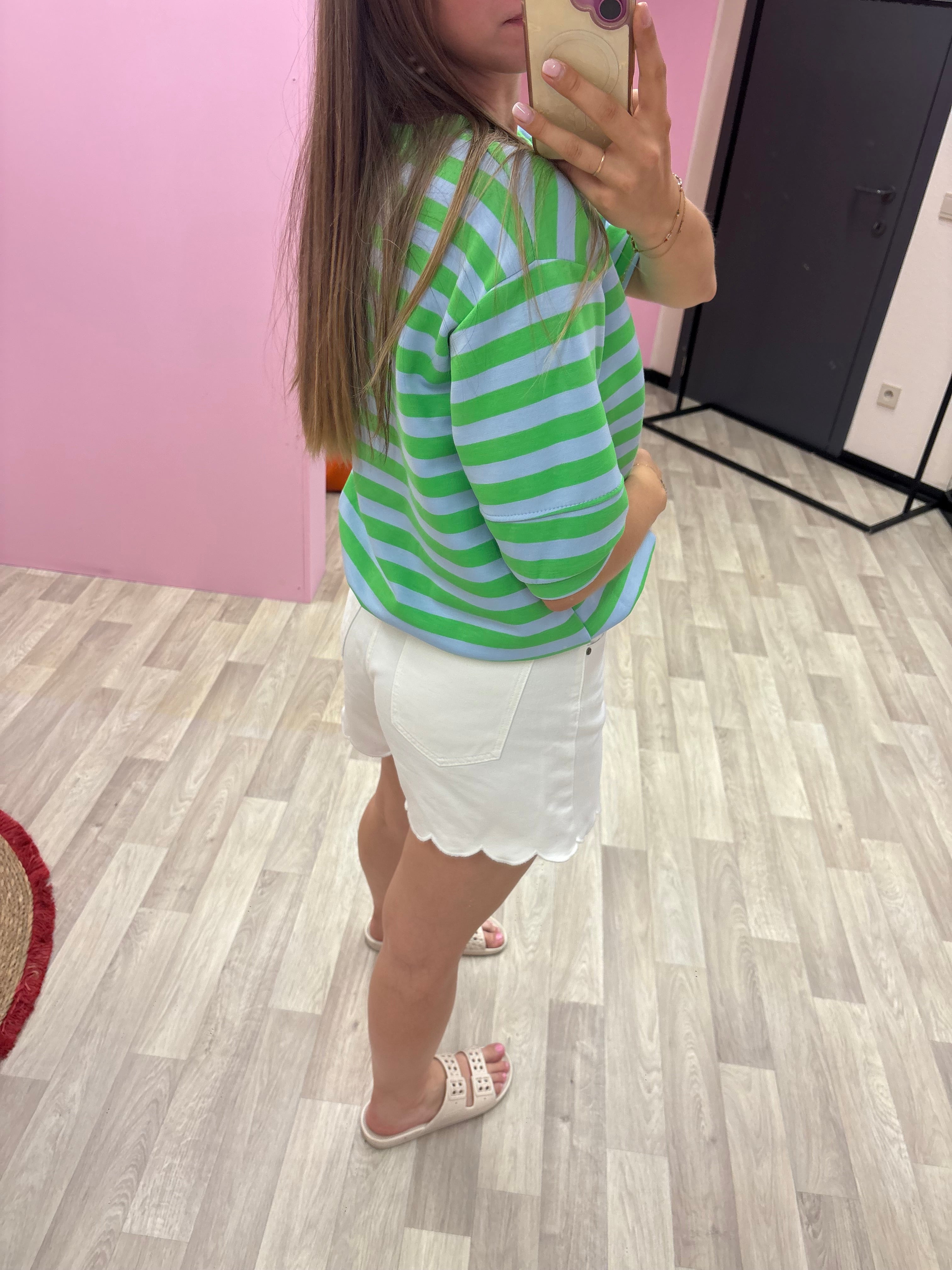 Cropped shirt - Groen/blauw