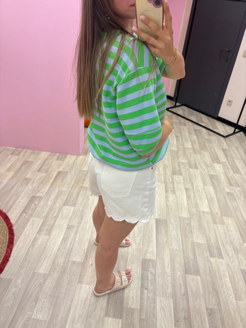 Cropped shirt - Groen/blauw