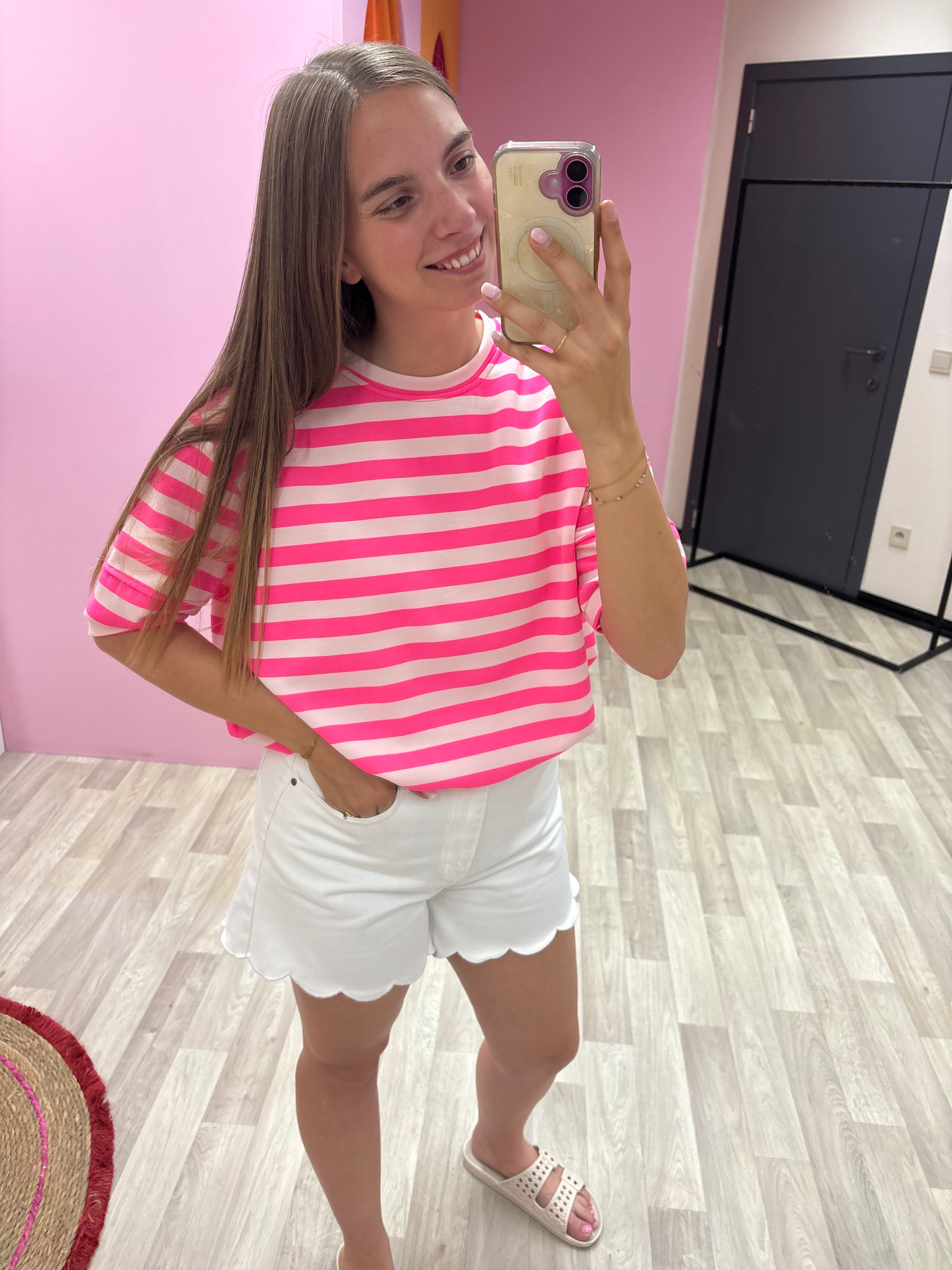 Cropped shirt - Roze/wit