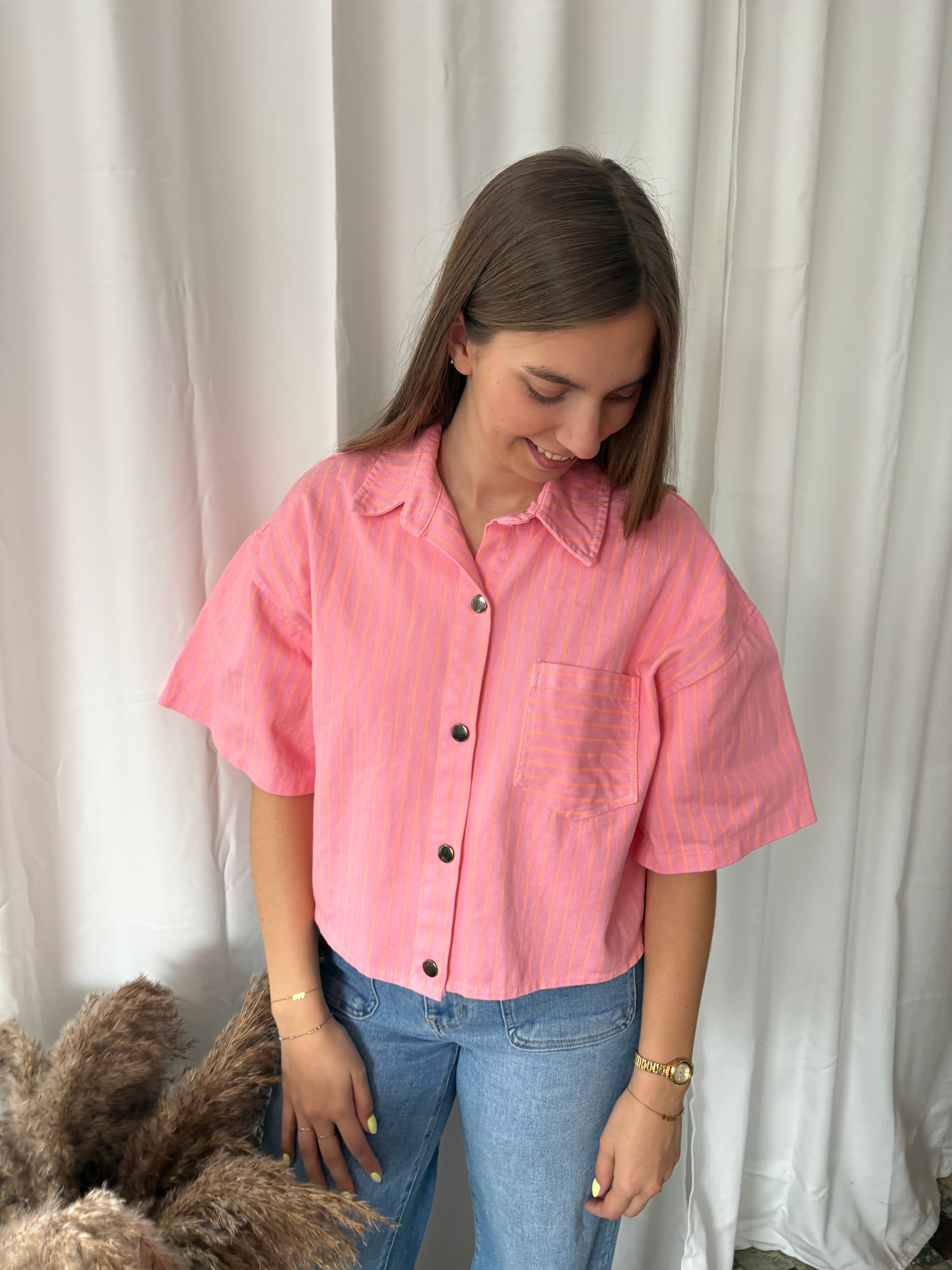 Jeans hemd - Roze