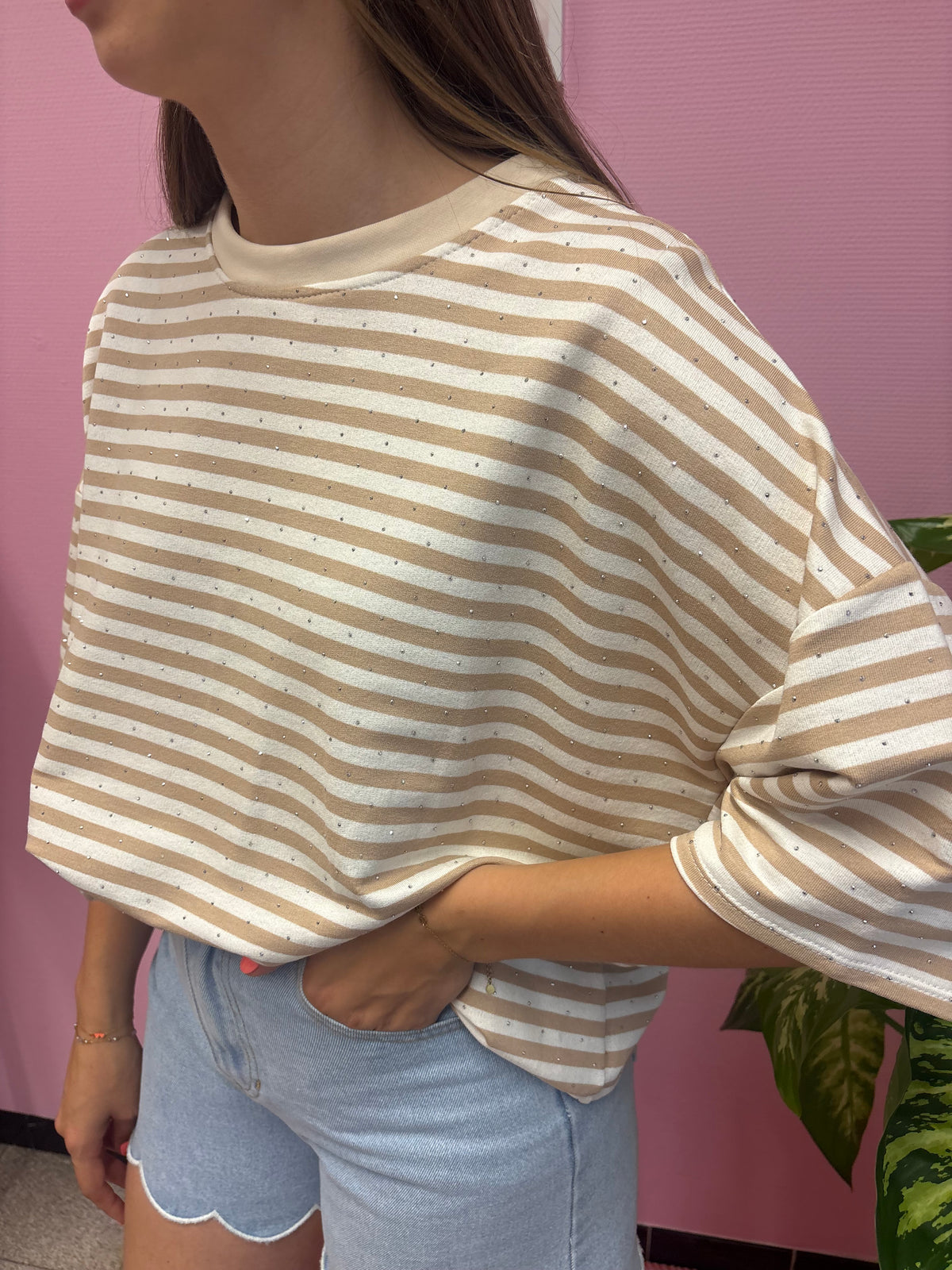 T-shirt strass - Beige