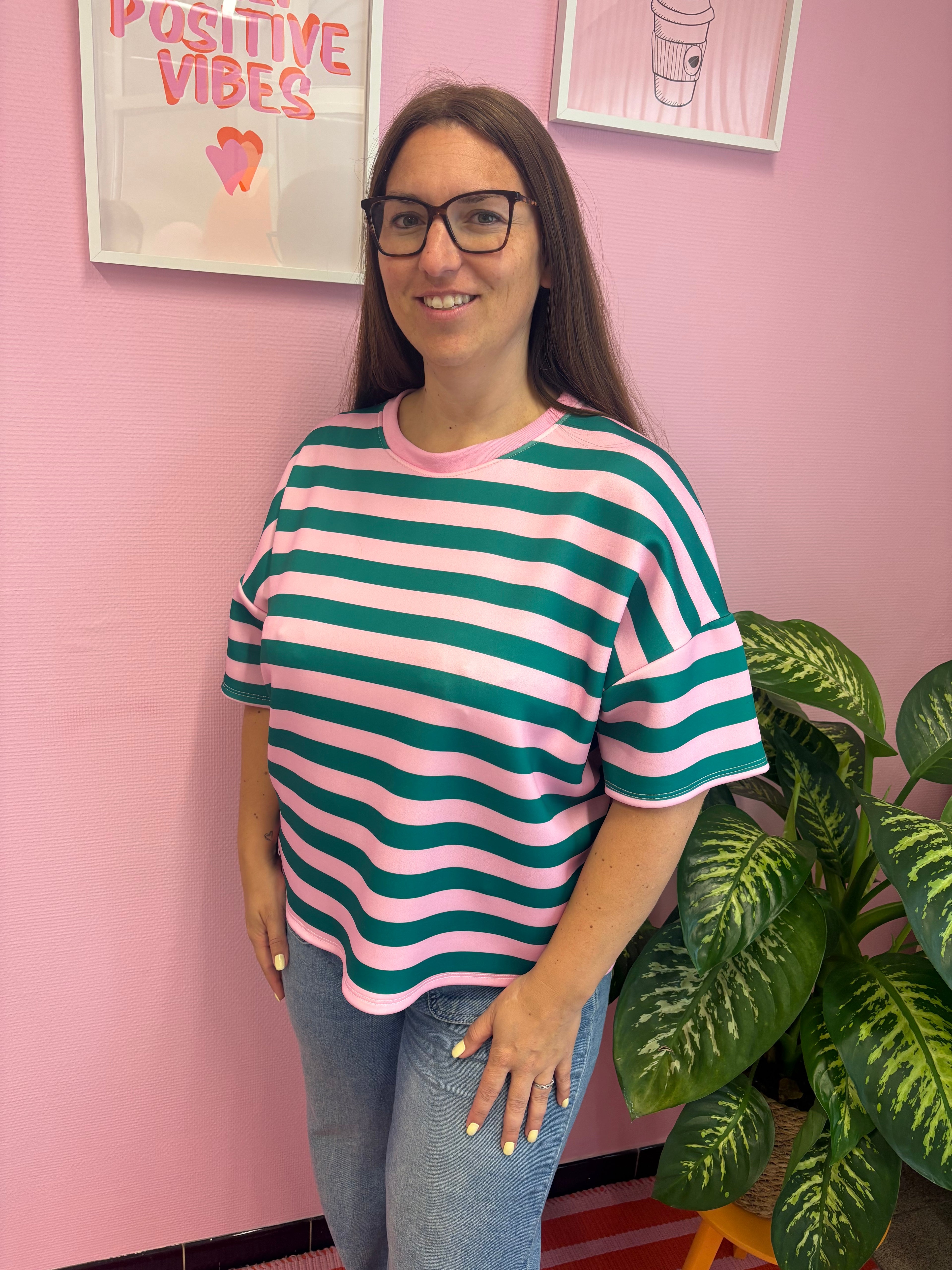 Lina top - Groen/Roze