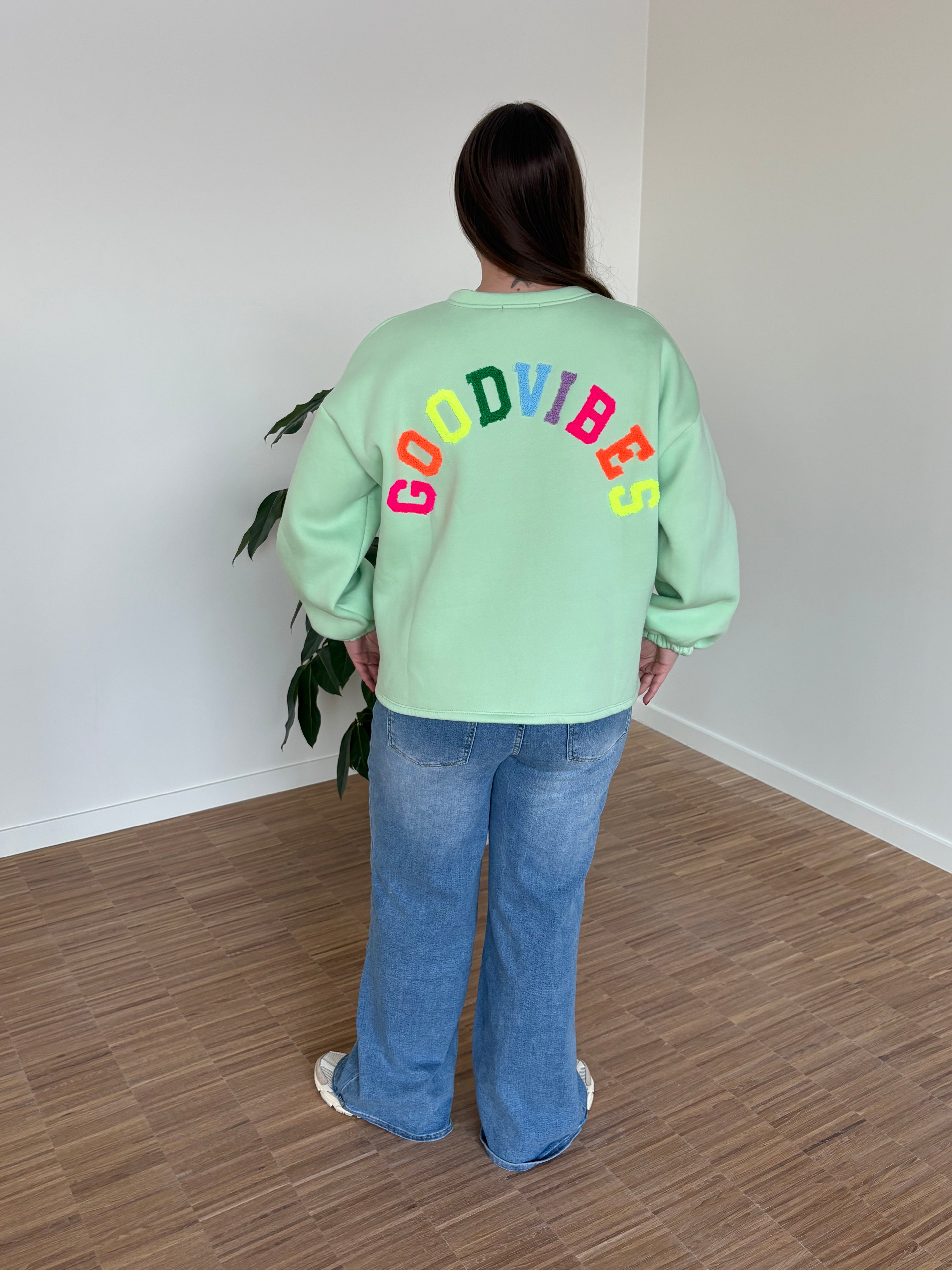 Sweater good vibes - Groen