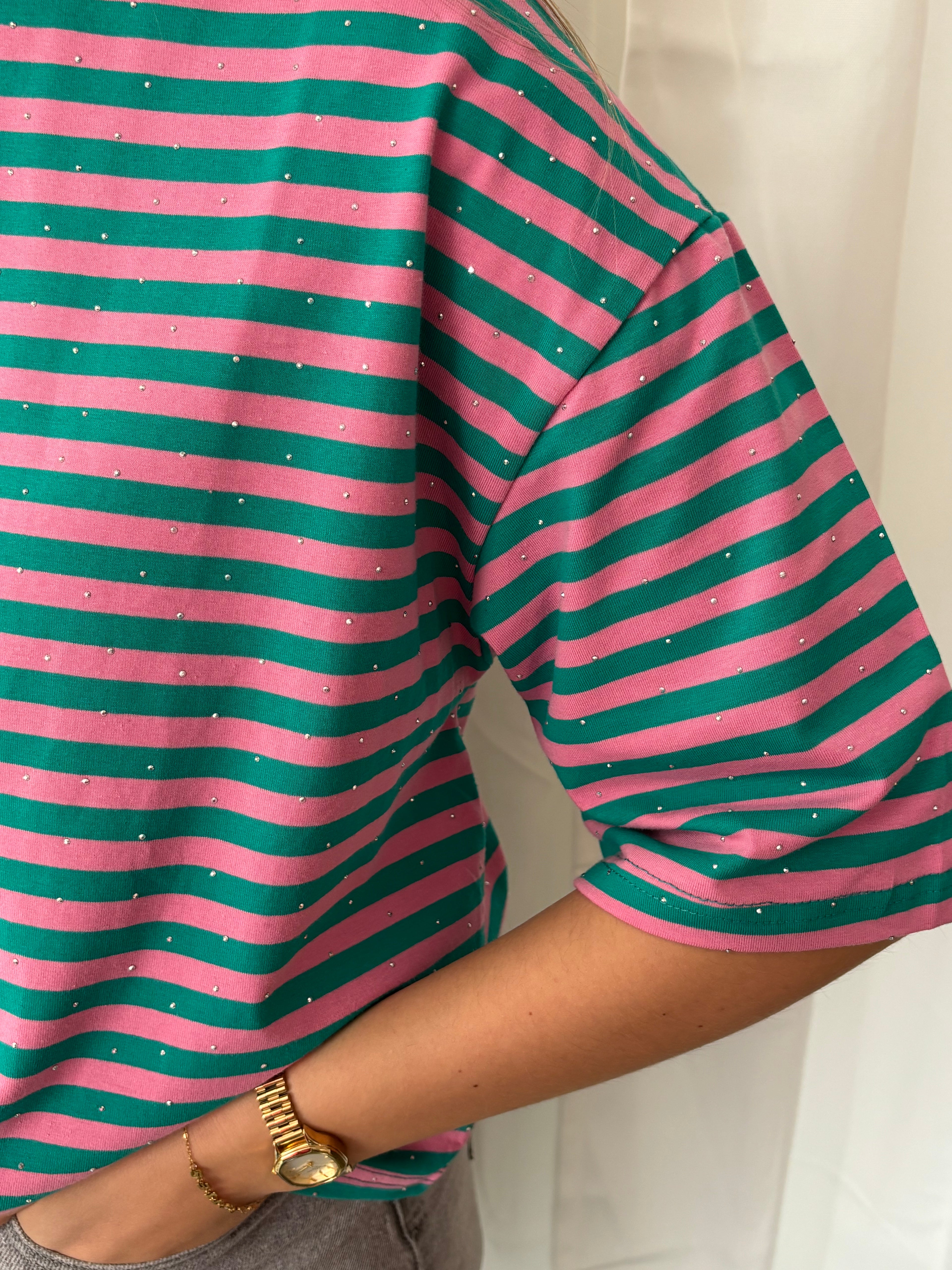 T-shirt Lio - Groen/roze