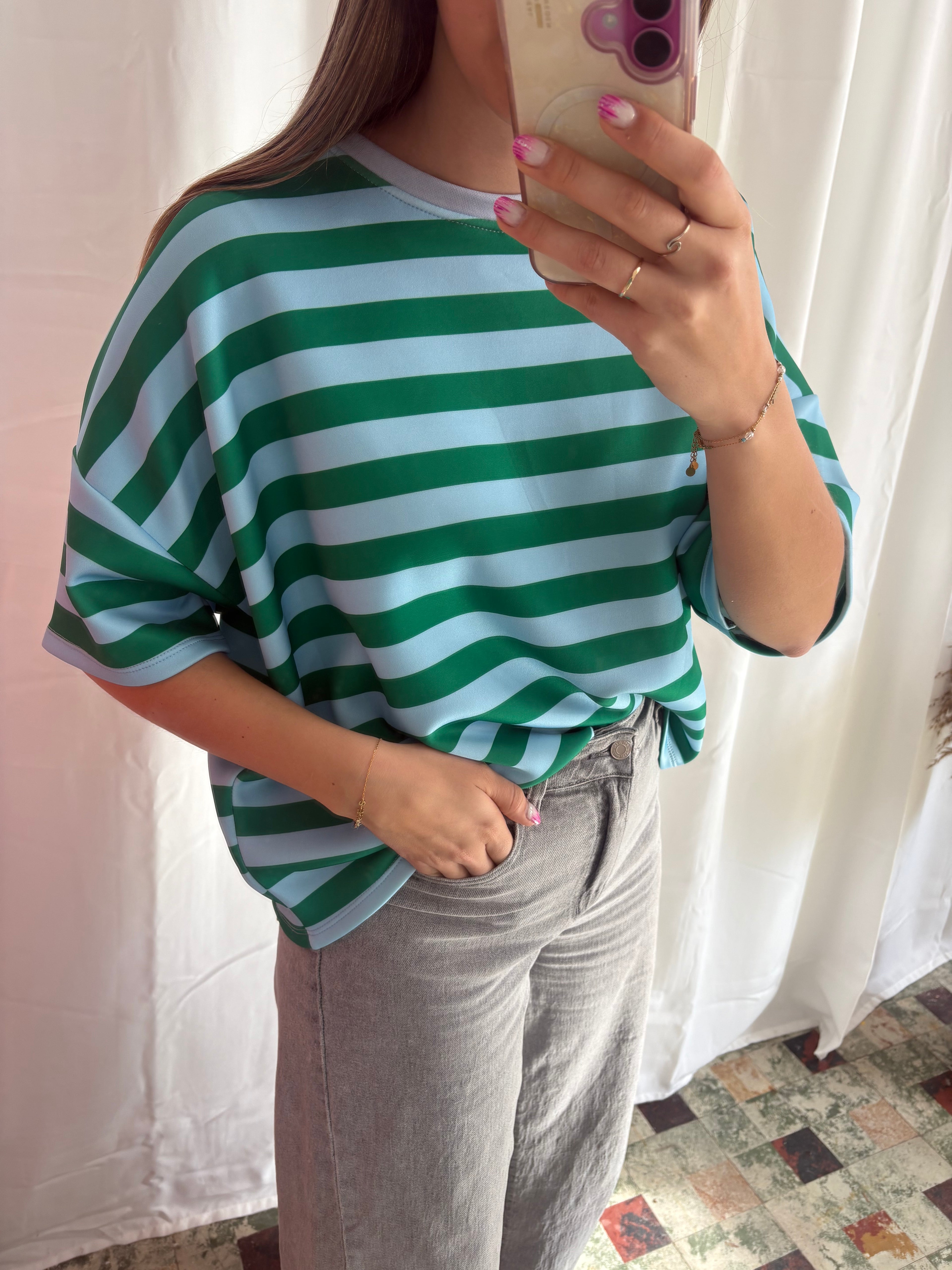 Lina top - Groen/blauw