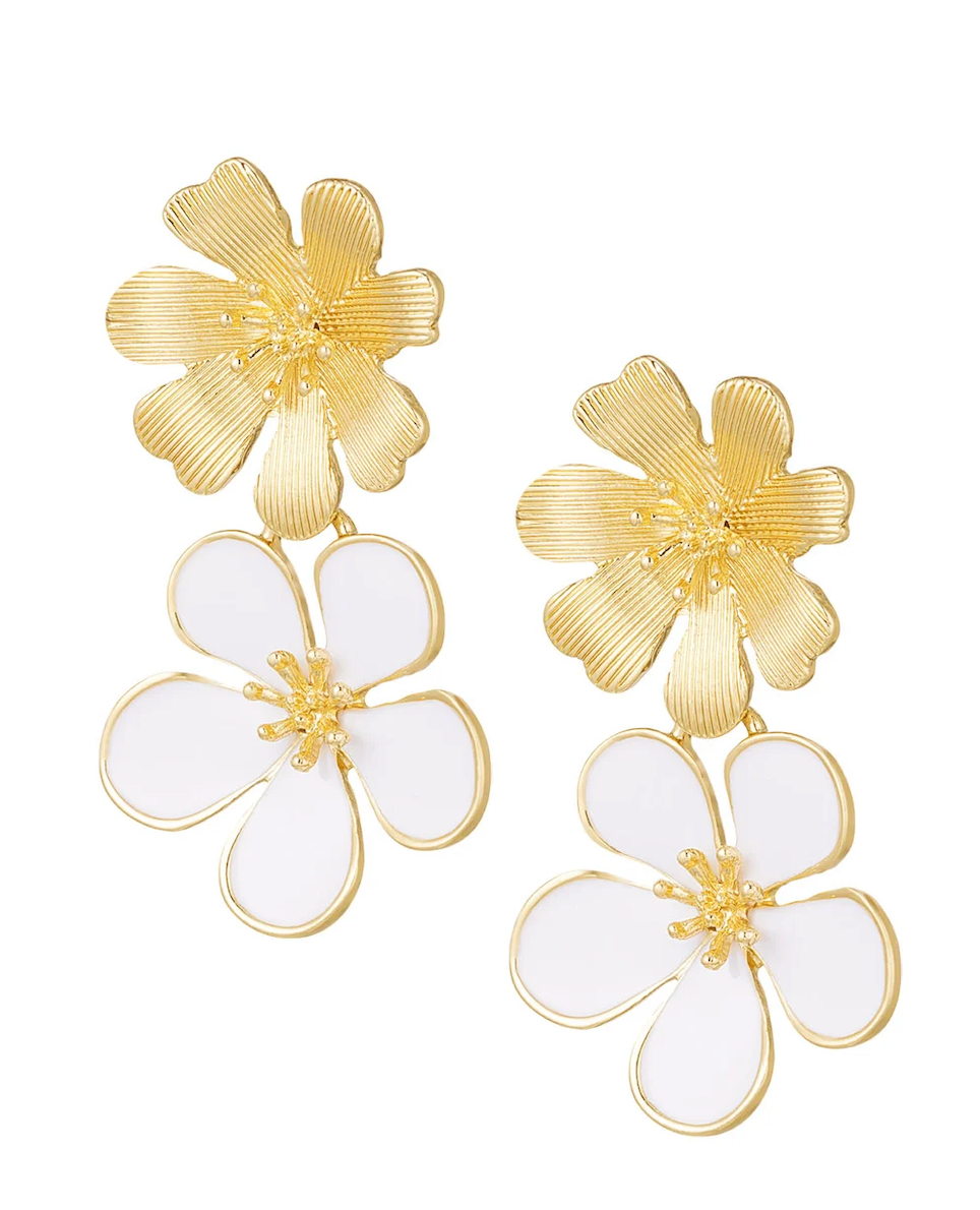 Oorbellen bloemen wit